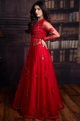 Red Jacket Lehenga Set