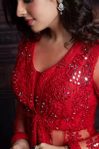Red Jacket Lehenga Set