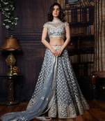 Grey Floral Lehenga Set