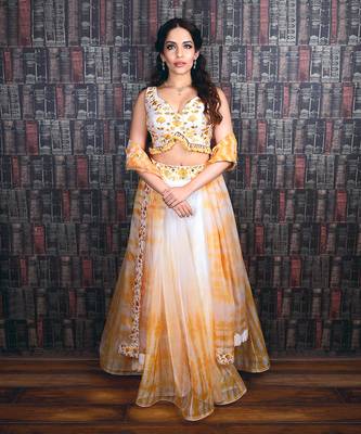 Ivory And Yellow Floral Summer Lehenga Set 1