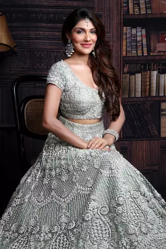 Pista Green Lehenga Set