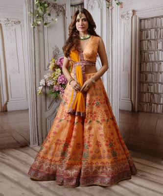 Light Orange Sunshine Lehenga Set 1