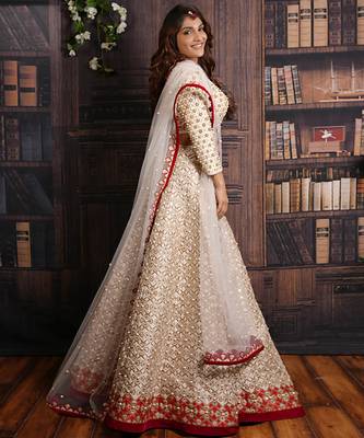Ivory And Red Pearl Lehenga Set 2