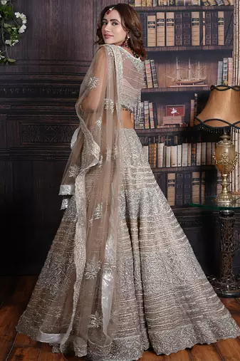 Mega Greige Shimmer Lehenga Set