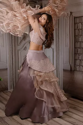 Nude Pink Alliums Lehenga Set