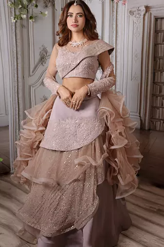 Nude Pink Alliums Lehenga Set