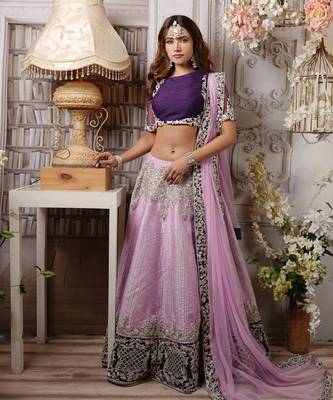 Light And Dark Purple Teasel Lehenga Set 1