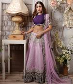 Light And Dark Purple Teasel Lehenga Set