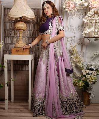 Light And Dark Purple Teasel Lehenga Set 2