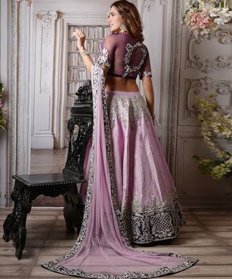 Light And Dark Purple Teasel Lehenga Set 3