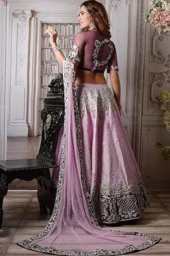 Light And Dark Purple Teasel Lehenga Set