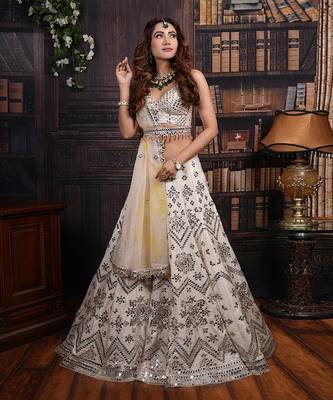 Ivory And Lemon Yellow Arasi Lehenga Set 1