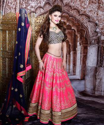 Bright Pink And Midnight Blue Meena Lehenga Set 1
