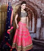 Bright Pink And Midnight Blue Meena Lehenga Set