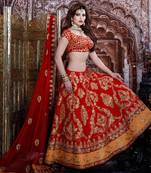 Red Swastik Lehenga Set
