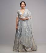 Grey And Powder Blue Lehenga Set