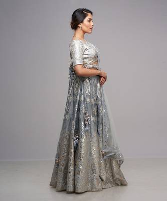 Grey And Powder Blue Lehenga Set 2