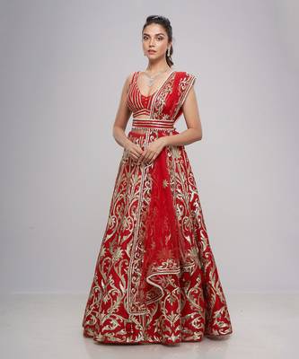Red Millennial Bridal Lehenga Set 1