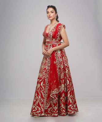 Red Millennial Bridal Lehenga Set 2