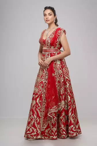 Red Millennial Bridal Lehenga Set