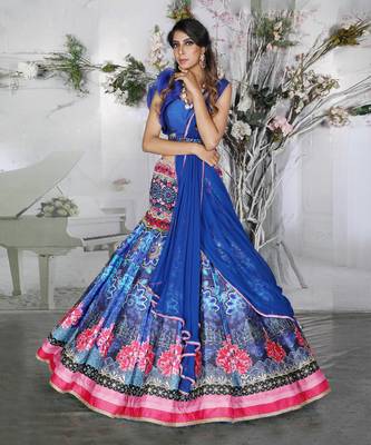 Royal Blue Lotus Lehenga Set 1
