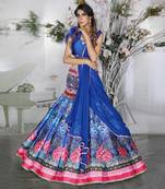 Royal Blue Lotus Lehenga Set