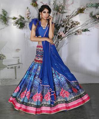 Royal Blue Lotus Lehenga Set 2