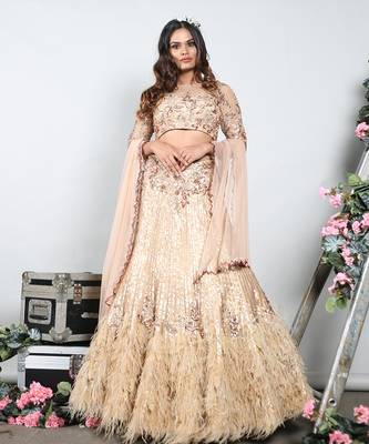Gold Feather Lehenga Set 1