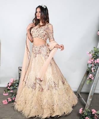 Gold Feather Lehenga Set 2