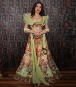 Multi Colour Floral Green Lehenga Set