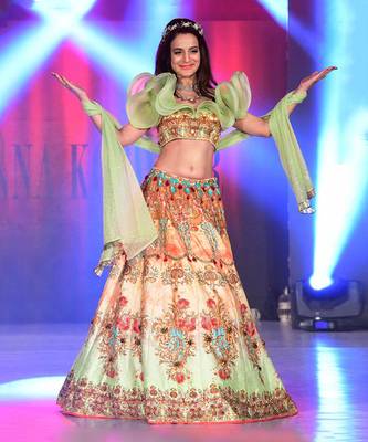 Multi Colour Floral Green Lehenga Set 4
