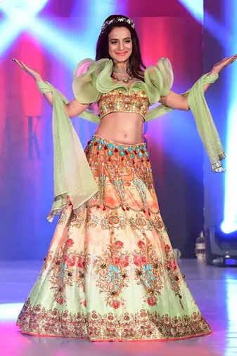 Multi Colour Floral Green Lehenga Set