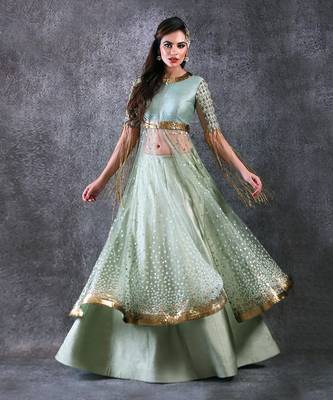 Pista Green Anarkali  Lehenga Set 1