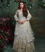 Light Olive Green Haniya Kurta Lehenga Set