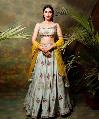 Pista Green Floral  Lehenga Set 1