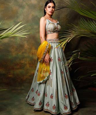 Pista Green Floral  Lehenga Set 2