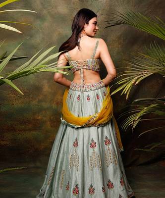 Pista Green Floral  Lehenga Set 3