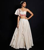 Ivory Garden Of Silk Ruffle Lehenga Set