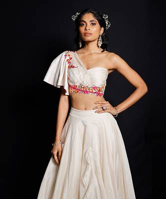 Ivory Garden Of Silk Ruffle Lehenga Set 2