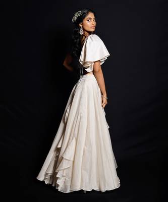 Ivory Garden Of Silk Ruffle Lehenga Set 3