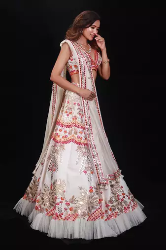 Ivory Garden Of Silk Lehenga Set