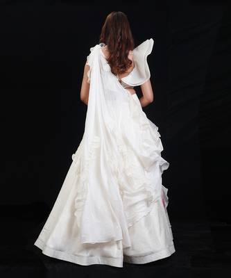 Ivory  Synchronized Scintillation Drape Lehenga Set 3