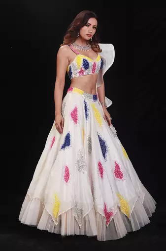 Ivory  Synchronized Scintillation Lehenga Set