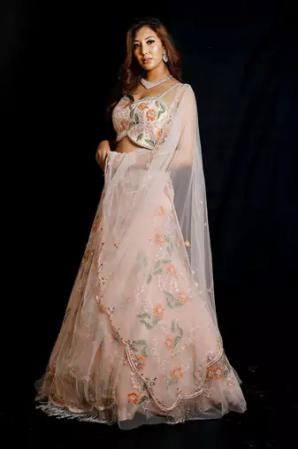 Pink Floral Lehenga Set