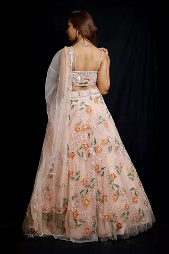Pink Floral Lehenga Set