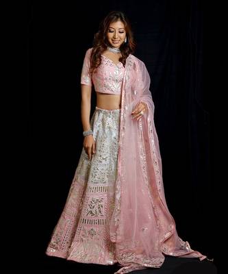 Blue And Pink Ombre Candy Lehenga Set 1