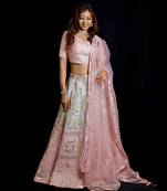 Blue And Pink Ombre Candy Lehenga Set
