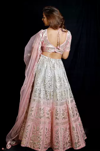 Blue And Pink Ombre Candy Lehenga Set