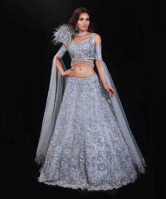 Blue Floral Lehenga Set 1