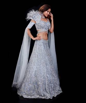 Blue Floral Lehenga Set 2